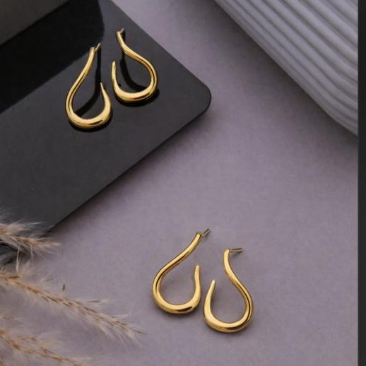 Gold Teardrop Hoop Earrings