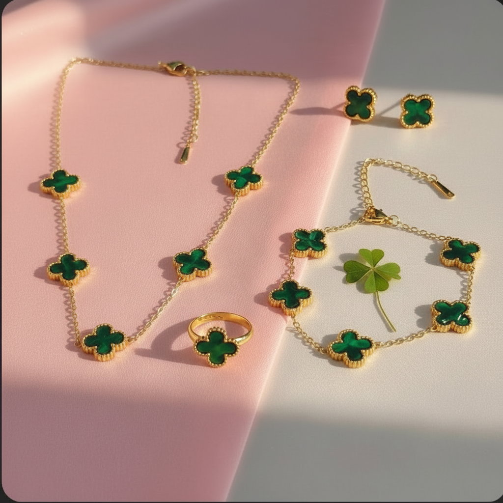 Emerald Bloom Jewelry Set - Malachite Edition